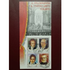 Italia 2001 - teatrul liric, bloc stampilat