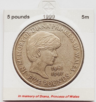 1858 Marea Britanie UK Anglia 5 Pounds 1999 Diana, Princess of Wales km 997 foto