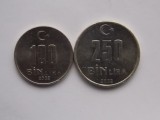 LOT 2 MONEDE 100, 250 BIN LIRA 2002 TURCIATURCIA