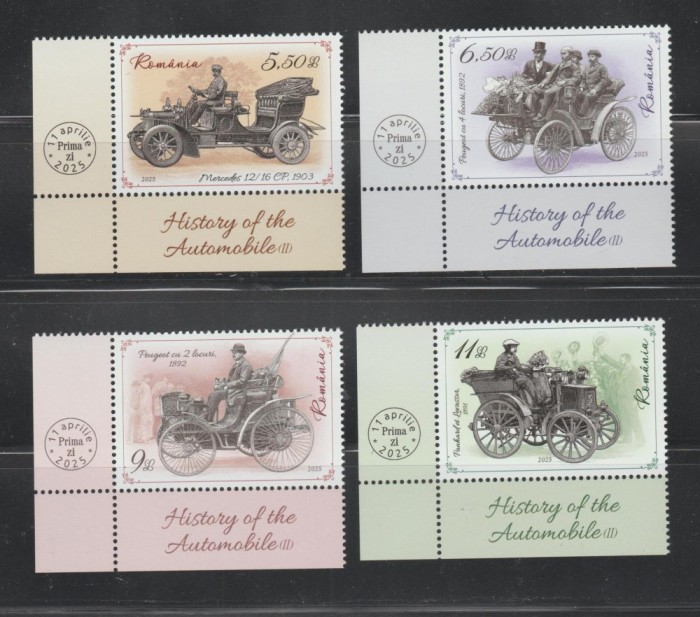 ROMANIA 2025 ISTORIA AUTOMOBILULUI (II) Serie 4 timbre LP.2511 MNH**