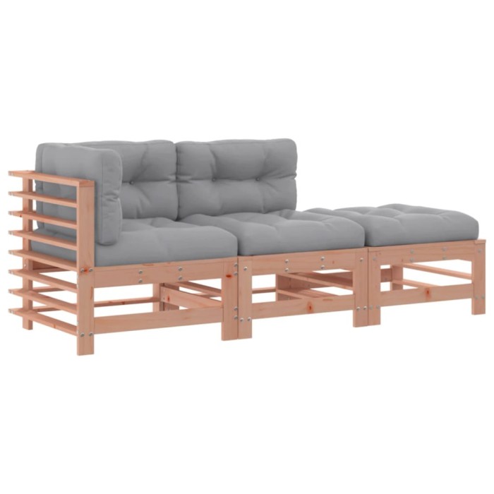 Set mobilier de gradina cu perne, 3 piese, lemn masiv douglas