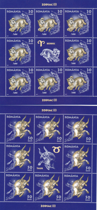 ZODIAC I ,SET 6 MINICOLI,Lp.1900e, 2011, MNH ** ROMANIA.