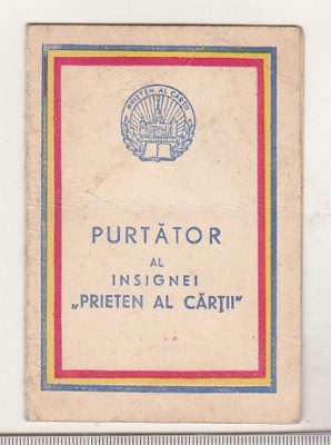 bnk div Carnet - Purtator al insignei Prieten al cartii foto