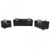 Set canapele 3 și 2 locuri și fotoliu, piele artificială, negru, vidaXL