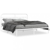 Cumpara ieftin Cadru de pat metalic cu tablie, alb, 183x213 cm