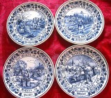 SET FARFURII CERAMICA ROYAL GOEDEWAAGEN BLUE DELFT OLANDA DECOR CELE 4 ANOTIMPURI 24 CM