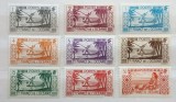 Oceania Franceză (Polinezia) 1934 Seria Uzuală "Pescari Polinezieni &amp; Femeie pe Plajă" (Lot de 9v) Neștampilat cu sarniera- RIM2