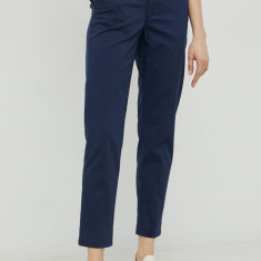 Levi's pantaloni femei, culoarea albastru marin, mulata, medium waist