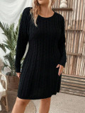 Rochie mini stil pulover, model tricotat, negru, dama