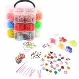Set creativ pentru copii, 3000 piese, benzi de cauciuc, croșetate si elemente decorative pentru creare bratari si bijuterii colorate, 13 x 17 cm, Ani