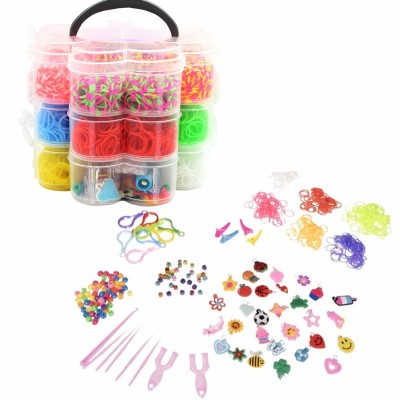 Set creativ pentru copii, 3000 piese, benzi de cauciuc, croșetate si elemente decorative pentru creare bratari si bijuterii colorate, 13 x 17 cm, Ani foto