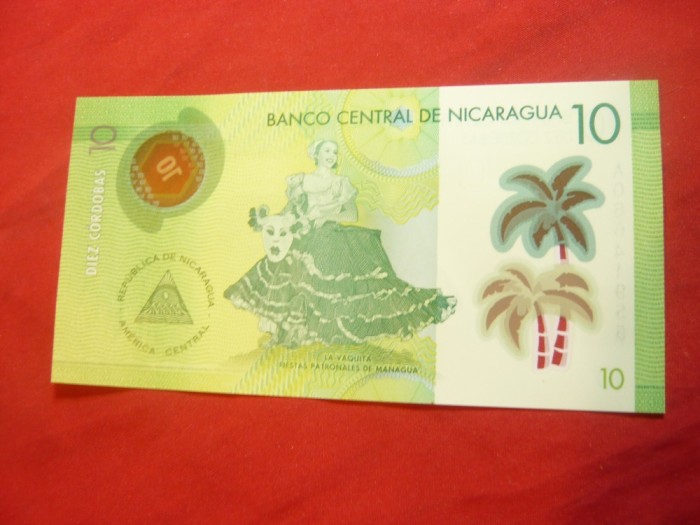 Bancnota 10 cordobas 2014 Nicaragua ,cal. Necirculat