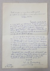 SCRISOARE OLOGRAFA CATRE STEFAN VOITEC , TRIMISA DE CRITICUL V.C. PALEOLOG 1891 - 1979 , 1968