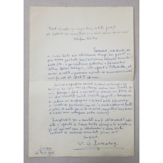 SCRISOARE OLOGRAFA CATRE STEFAN VOITEC , TRIMISA DE CRITICUL V.C. PALEOLOG 1891 - 1979 , 1968