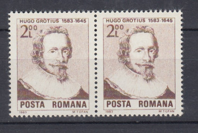 ROMANIA 1983 LP 1075 - 100 DE ANI NASTEREA HUGO GROTIUS PERECHE MNH foto