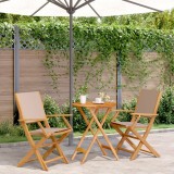 VidaXL Set mobilier bistro, 3 piese, textil taupe/lemn masiv