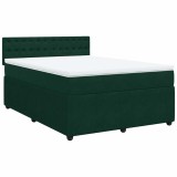 Cumpara ieftin Pat box spring cu saltea, verde inchis, 140x190 cm, catifea