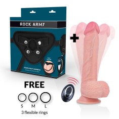 Strapon cu Dildo realistic cu rotatii si vibratii si telecomanda Rockarmy Apache foto