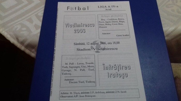 program Vladimirescu 2003 - Infratirea Iratosu