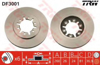 Disc frana NISSAN PICK UP III (D22) (1997 - 2016) TRW DF3001 foto