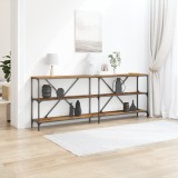 vidaXL Masă consolă, lemn vechi, 200x30x75 cm, lemn prelucrat și oțel