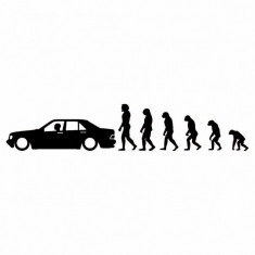 Sticker Auto Evolutie maimuta - Mercedes cu sofer foto