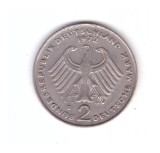 Moneda Germania 2 mark/marci 1972 D, Theodor Heuss, stare buna, curata, Europa, Cupru-Nichel