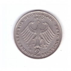 Moneda Germania 2 mark/marci 1972 D, stare buna, curata