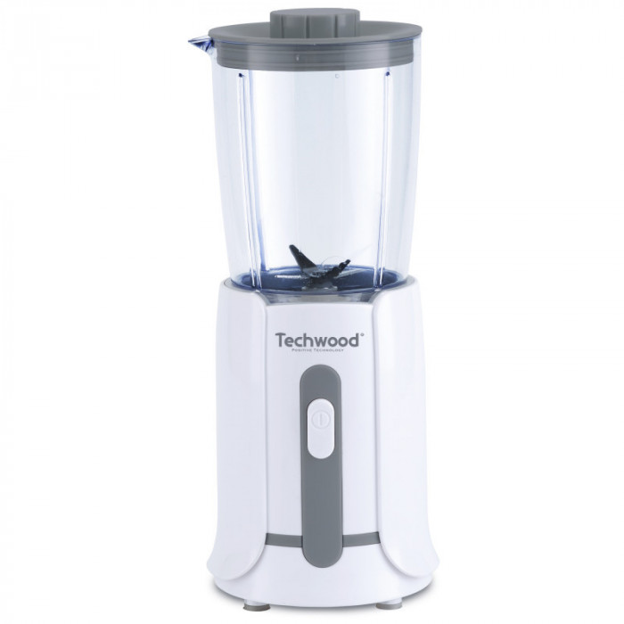 Blender mini Techwood TBL-201, 300W, 0,5 l, lame de otel, alb