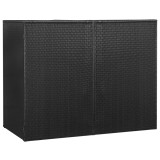 Cumpara ieftin Magazie de pubele dublă, negru, 153 x 78 x 120 cm, poliratan