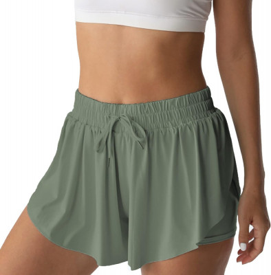 Pantaloni scurți sportivi pentru femei Alergare Tenis Shorts Fluture Fete 2-&amp;icirc;n-1 foto