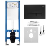 Set Cadru &Icirc;ngropat Slim 024N pentru WC cu Buton HD Black