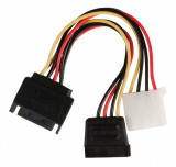 Cablu de alimentare intern SATA 15 pini tata - Molex mama +SATA 15 pini mama 0.15m multicolor Valueline