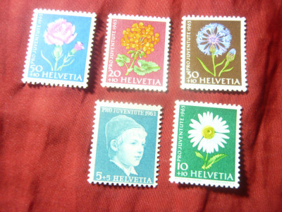 Serie Elvetia 1963 - Pro Juventute - Flora, 5 valori foto