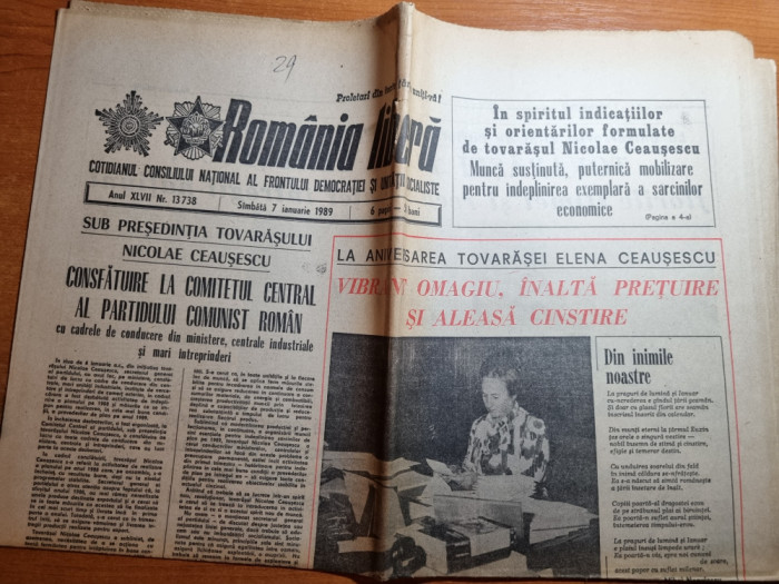 romania libera 7 ianuarie 1989-ziua de nastere a elenei ceausescu