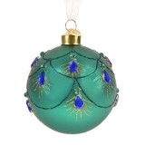 Ornament Brad de Craciun Glob din Sticla Verde cu Cristale &Oslash;8cm, CMCLASS