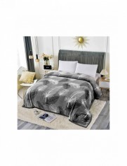 Patura de pat gri cu model cu pene 200x230 cm foto