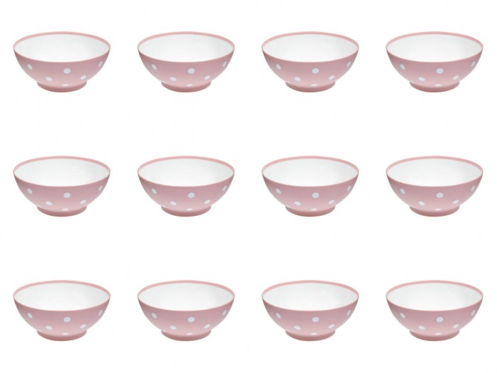 Set boluri, 12 piese, 750 ml, Plastic, Roz crin