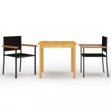 vidaXL Set mobilier de grădină, 3 piese, negru 3067714