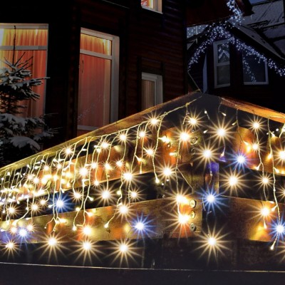 Perdea de lumini cu LED-uri, tip sloi de gheaţă, strălucitor, 10 m, IP44, 230V foto