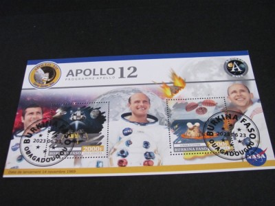 Bloc filatelic Burkina Faso 2023 . Apollo 12 Prima Misiune Lunară cu Echipaj foto