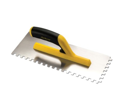 Gletiera profesionala Dekor cu zimti 10x10 mm, inox, maner ergonomic, 300 x 120 mm foto