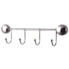Cuier din metal pentru baie, argintiu, cu 4 agatatori, 330 mm