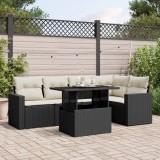 Cumpara ieftin Gossi set mobilier de gradina cu perne, 6 piese, negru, poliratan