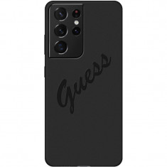 Husa TPU Guess Vintage Script pentru Samsung Galaxy S21 Ultra 5G, Neagra GUHCS21LLSVSBK