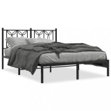 VidaXL Cadru de pat metalic cu tăblie, negru, 140x190 cm 376128