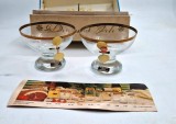 2 pahare cocktail lichor deser suflate cu gura si poleite cu aur 24 K INGRIDHUTTE 1967 cutia originala