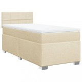 Cumpara ieftin Pat box spring cu saltea, crem, 90x200 cm, textil