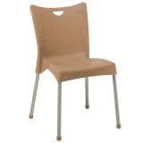 Cumpara ieftin Scaun exterior Crafted plastic culoare cappuccino, picior de aluminiu