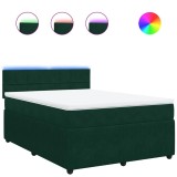 Cumpara ieftin Pat box spring cu saltea, verde inchis, 160x200 cm, catifea